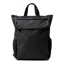 Mochila de PU con solapa exterior con bolsillos Negro