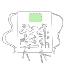 Mochila blanca con cuerdas para colorear con ceras incluidas | Cara B | 90 x 150