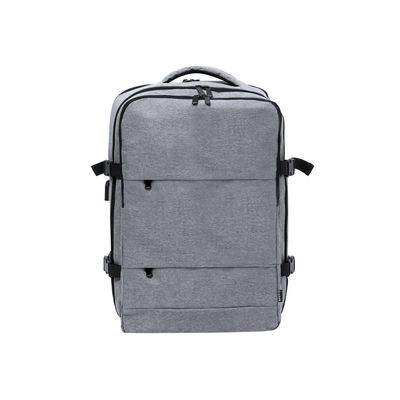 Mochila Mini Maleta USB 3 Compartimentos + Zapatos Gri
