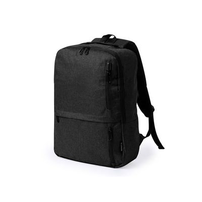 Mochila RPET Acolchada 3 Bolsillos Frontales Neg