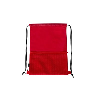 Mochila RPET de cuerdas con bolsillo frontal Roj