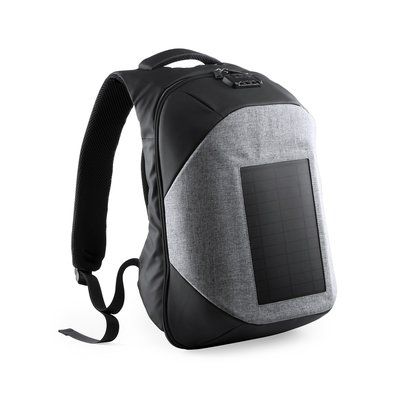 Mochila con cargador solar y salida USB para portátil 15 pulgadas y tablet Gri