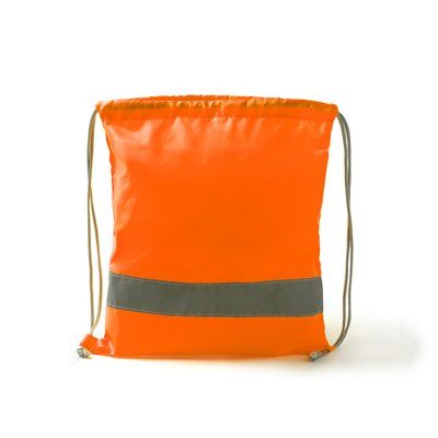 Mochila de cordones y banda reflectante Naranja Fluor