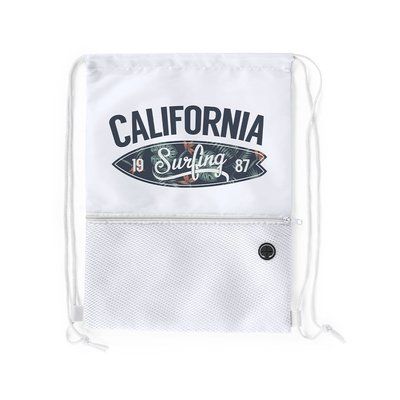 Mochila cuerdas con bolsillo frontal de redecilla y cremallera Bla