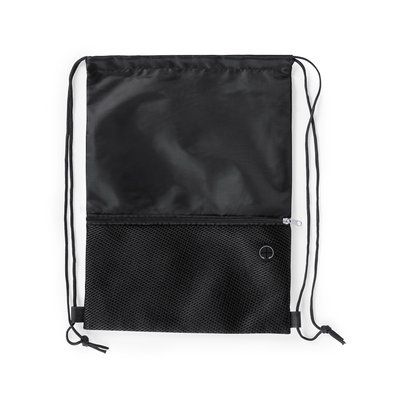 Mochila cuerdas con bolsillo frontal de redecilla y cremallera Neg