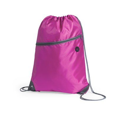 Mochila cuerdas en poliéster con salida auriculares y bolsillo Fucsi