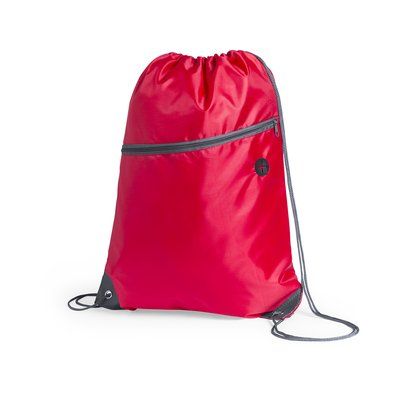 Mochila cuerdas en poliéster con salida auriculares y bolsillo Roj