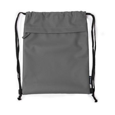 Mochila cuerdas PU con bolsillo frontal de cremallera Gris