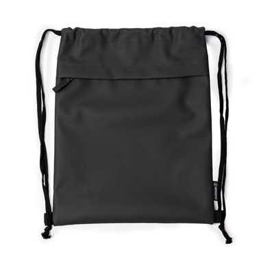 Mochila cuerdas PU con bolsillo frontal de cremallera Negro