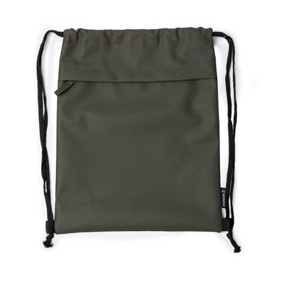 Mochila cuerdas PU con bolsillo frontal de cremallera Verde Oscuro