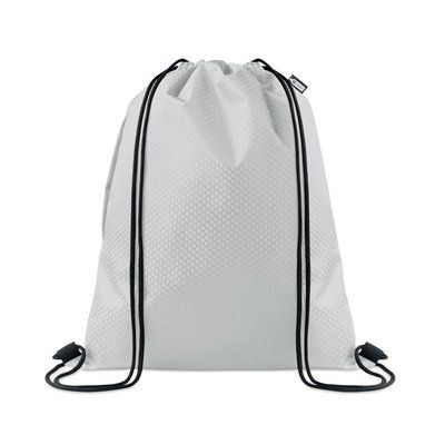 Mochila de cuerdas RPET 420D con bolsillo y carga 5 kg Blanco