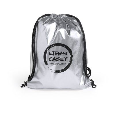 Mochila de cuerda efecto metal Plateado