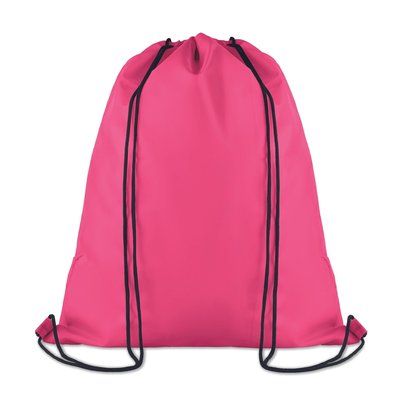 Mochila de cuerdas con bolsillo frontal con cremallera Fucsia