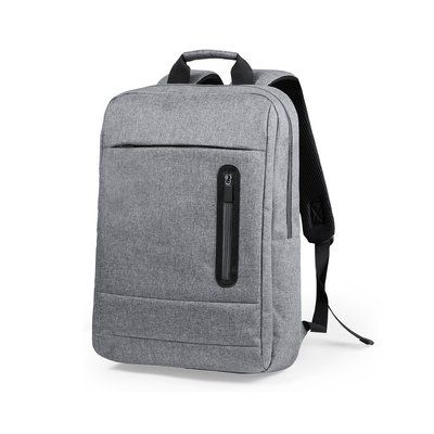 Mochila plana para portátil de 15' en poliéster Gri