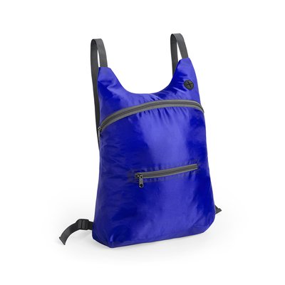 Mochila plegable de poliéster con bolsillo frontal y salida de auriculares Azul