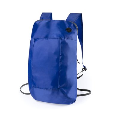 Mochila plegable en poliéster con cremallera y salida de auriculares Azul