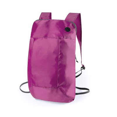 Mochila plegable en poliéster con cremallera y salida de auriculares Fucsi