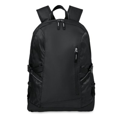 Mochila poliéster con 2 compartimentos laterales para ordenador 15' Negro