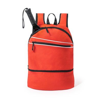 Mochila en poliéster con compartimento independiente para el calzado Roj