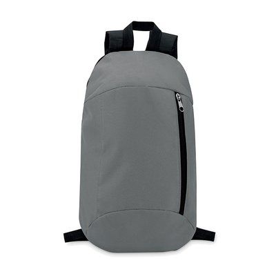Mochila en poliéster con cremallera lateral y bolsillo delantero Gris Piedra