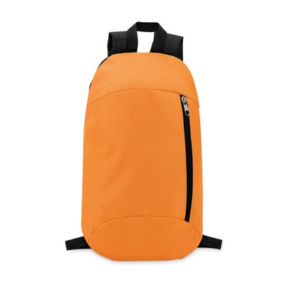Mochila en poliéster con cremallera lateral y bolsillo delantero Naranja