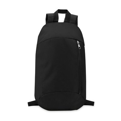 Mochila en poliéster con cremallera lateral y bolsillo delantero Negro