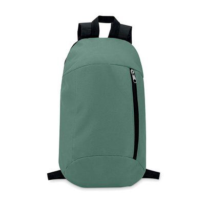 Mochila en poliéster con cremallera lateral y bolsillo delantero VERDE OSCURO