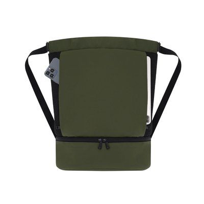 Mochila PU cierre cordón y bolsillo para zapatos