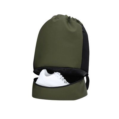 Mochila PU cierre cordón y bolsillo para zapatos