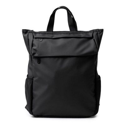 Mochila de PU con solapa exterior con bolsillos Negro