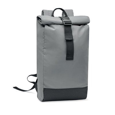 Mochila Rolltop Reflectante Plata Mate