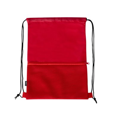 Mochila RPET de cuerdas con bolsillo frontal Roj