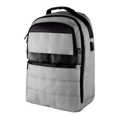 Mochila RPET con Puerto y Cable USB y Ajuste Trolley Gris