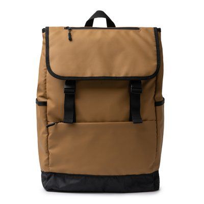 Mochila con solapa de PU Leather Marrón