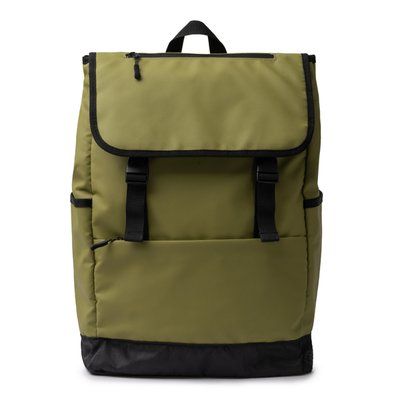 Mochila con solapa de PU Leather Verde Oscuro