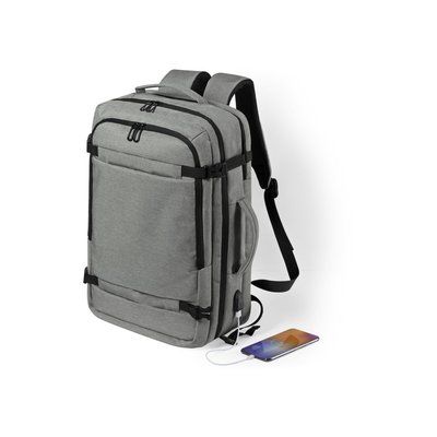 Mochila USB 17'' Portadocumentos con Seguridad Gri
