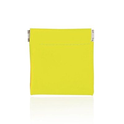 Monedero Flúor PVC Apertura a Presión Amarillo Fluor