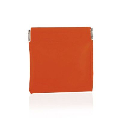 Monedero Flúor PVC Apertura a Presión Naranja Fluor