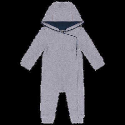 Mono con capucha bebé algodón Oxford Grey / Navy 18M