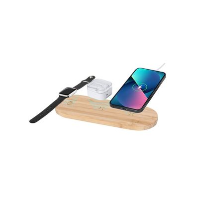 Multicargador inalámbrico de bambú 15W