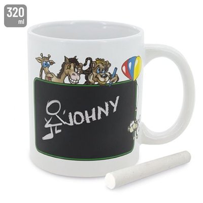 Mug con Pizarra de Happy Animals y Tiza