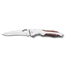 Navaja Bolsillo Inox y Madera con Clip Natural Oscuro