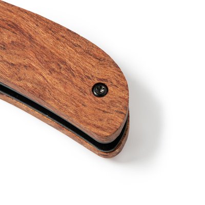 Navaja negra con empuñadura de madera natural