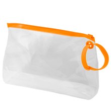 Neceser Transparente en EVA con Asa de Silicona Naranja