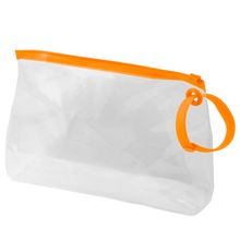 Neceser Transparente en EVA con Asa de Silicona Naranja