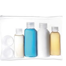 Neceser con 6 envases vacíos para viaje Transparente