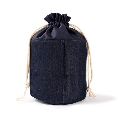 Neceser cilíndrico de lona denim