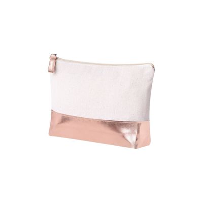 Neceser Algodón con Base Polipiel Metalizada Rosa