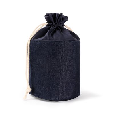 Neceser cilíndrico de lona denim