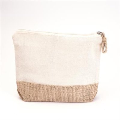 Neceser de algodón con base y tirador de yute